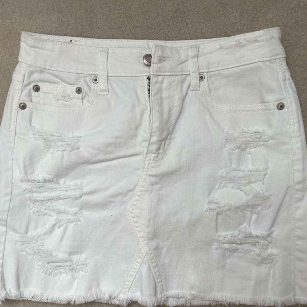 White jean skirt